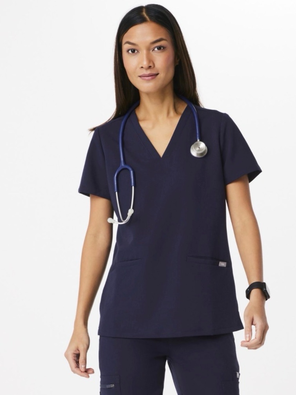 Figs Navy Casma Scrub Top medium